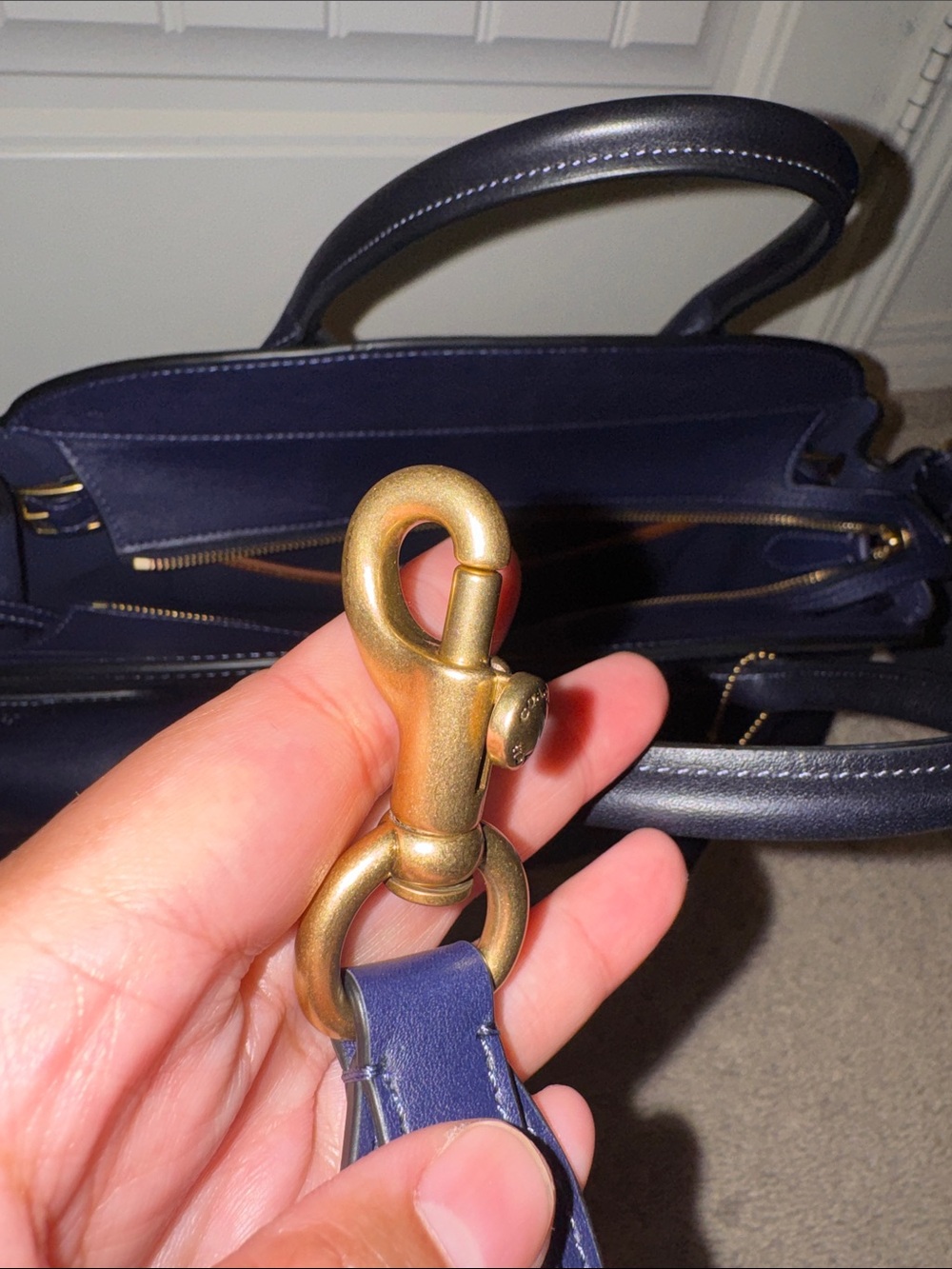 Coach Navy Leather Satchel - Picture 15 of 15